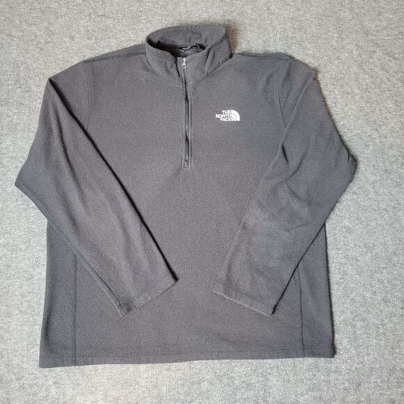 The North Face Mens Quarter Zip Size L Pullover Gray Fleece Lining Logo Good - Picture 1 of 12